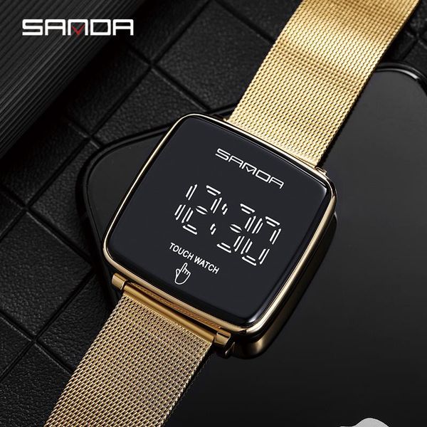 

wristwatches men's sports touch ccreen electronic multifunction calendar week month display single movement 30m waterproof watches 8009, Slivery;brown