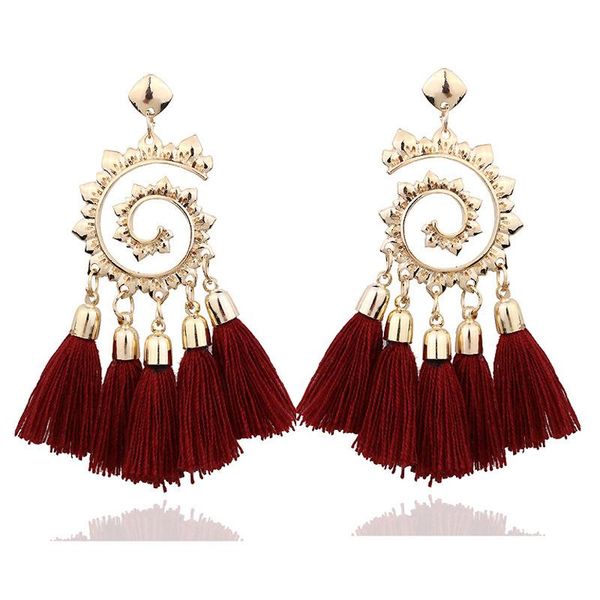 

stud fashion earrings handmade bohemian tassel long section of european and american jewelry, Golden;silver