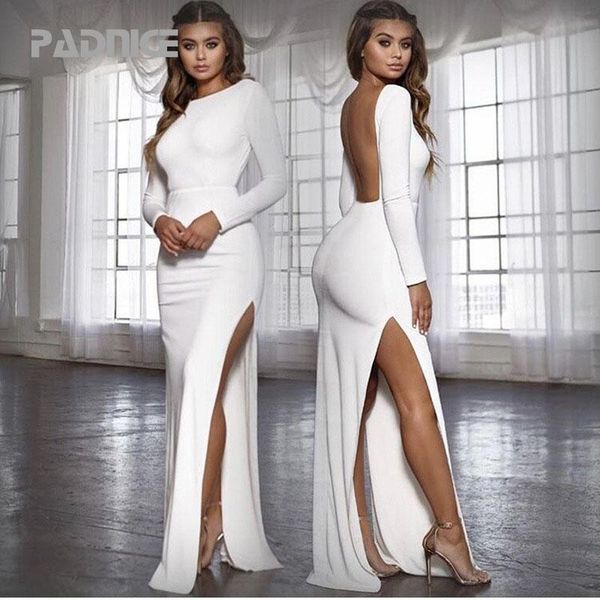 

casual dresses dress women cotton fall winter open back forked long sleeve elegant vestidos waist black party night, Black;gray