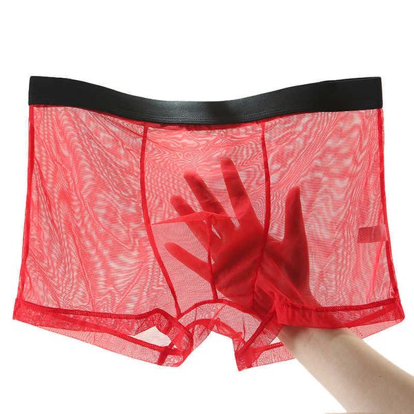 

underpants men seamless underwear pants mens ultra-thin transparent boxershorts male mid-rise mesh slips homme panties boxer shorts 529, Black;white