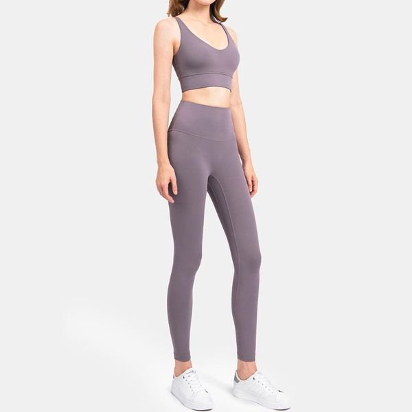 

yoga outfit the nude feeling refuses embarrassment line running sports 2-pcs set ladies gather bra anti- leggings workout