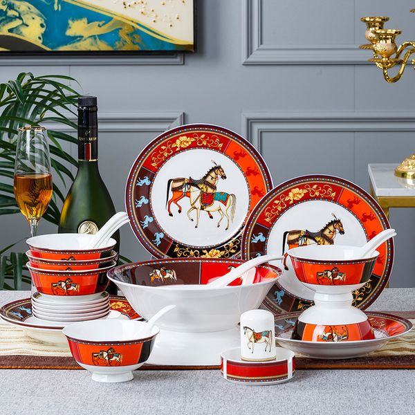 

dinnerware plate set western style 28 pcs and 58pcs tableware plat sets factory supply hometown made in jingdezhen
