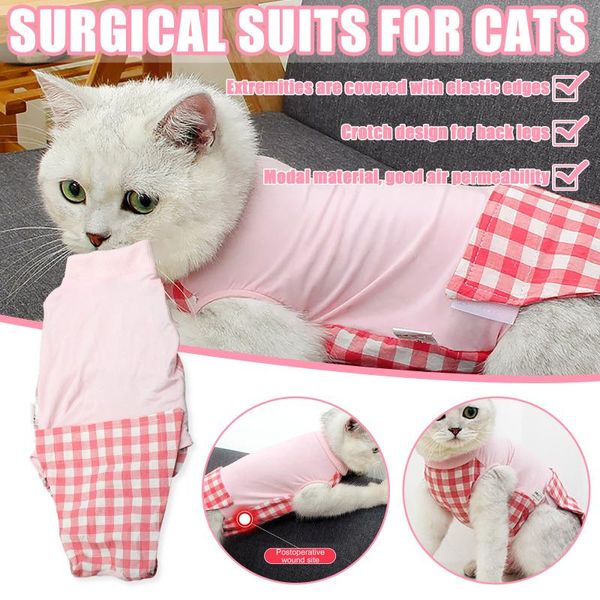 

blue pink pet cat's posrative protective clothing weaning high elastic lattice cat costumes