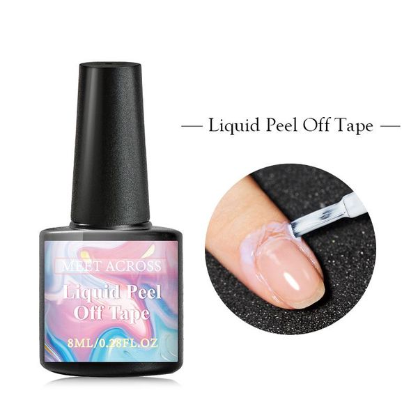 

nail gel meet acoross 8ml peel off tearable anti-spill polish soak uv varnish translucent no wipe art manicure liquid, Red;pink