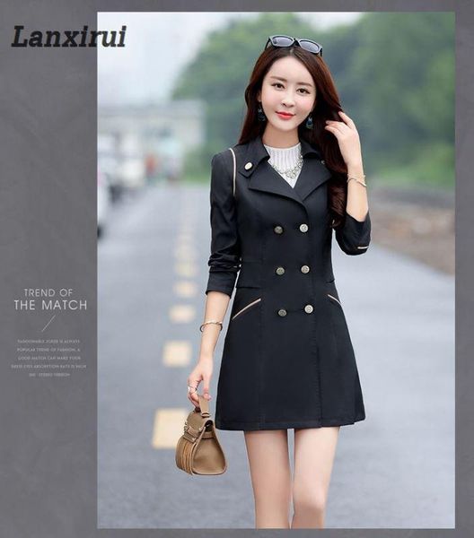 

trench coat special price double-breasted women's windbreaker long all-on style korean slim coats, Tan;black