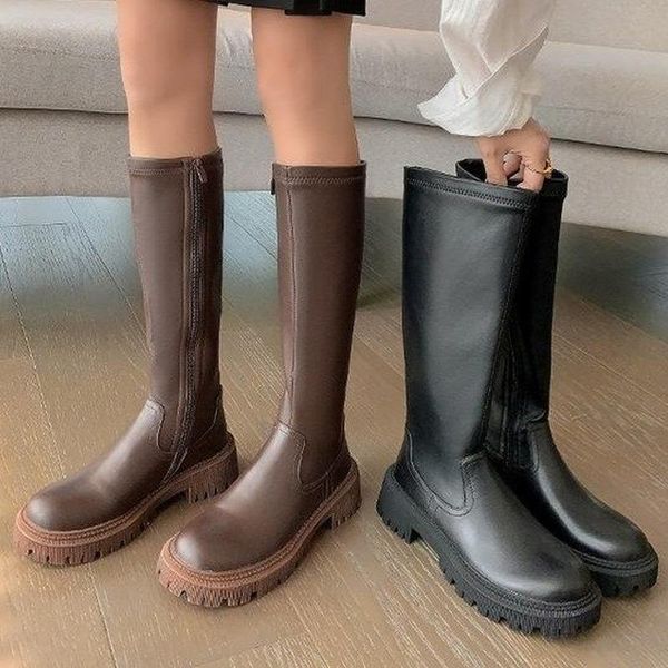 

boots long women's shoes platform flat spring and autumn knight women high black