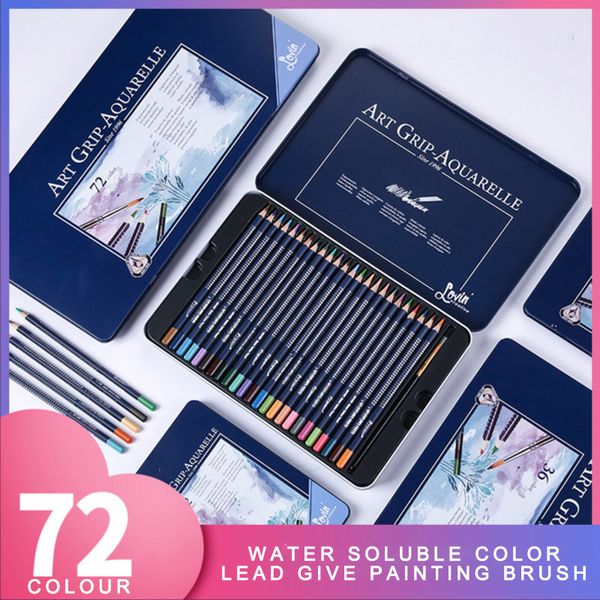 

water soluble color pencils set 12/24/36/48/72 colors thick triangle log painting children cartoon drawing pencil art supplies