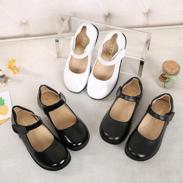 

flat shoes girls leather for children wedding dress princess dance kids black student sandals korean fashion performance, Black;grey