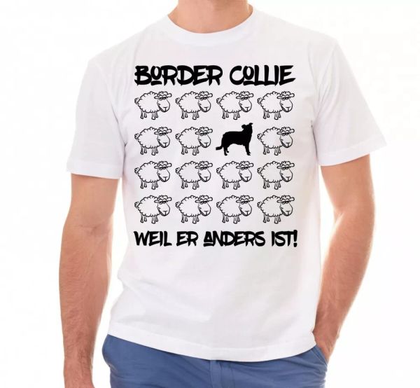 

Border Collie Unisex T-Shirt Black Sheep Men Dog Dogs Motif Sheepdog, Mainly pictures