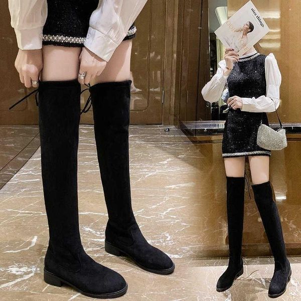 

boots autumn and winter shoes high heels ladies over the knee party long snow plus size 35-44, Black