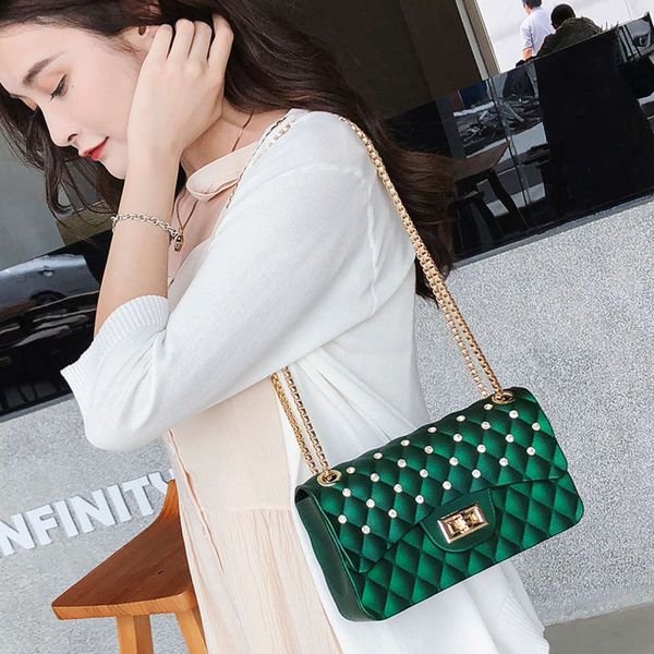 

2021 summer fashion rhombic jelly bag single shoulder messenger bag