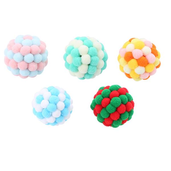 

cat toys 5pcs colorful pet chasing plush scratching playing supplies (random color)