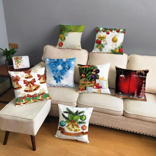 

cushion/decorative pillow merry christmas soft short plush cushion cover for sofa home decor bell red gift box throw pillowcase print case 4