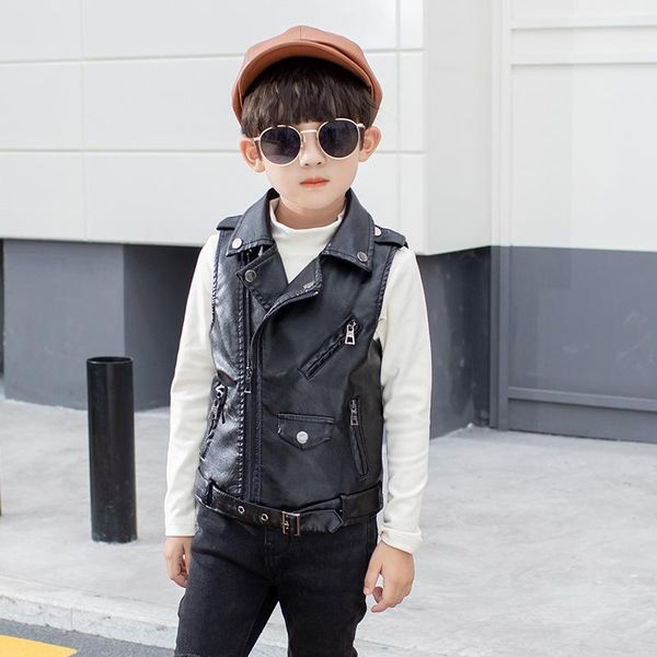 

waistcoat children's clothing leather vest locomotive lapel autumn pu boys and girls jacket, Camo