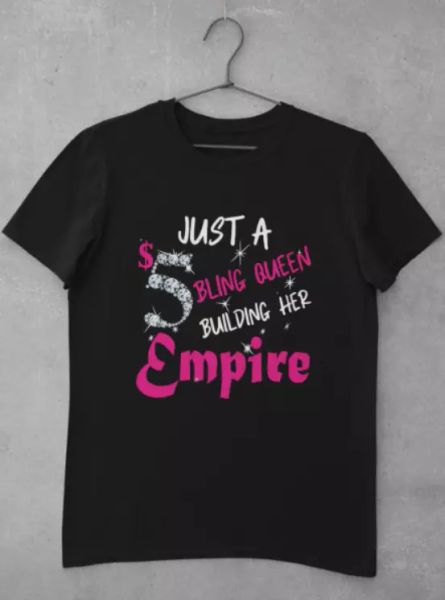 

R1 5 Bling Queen Building Paparazzi Cool Cotton Black T-shirt S-6XL, White;black