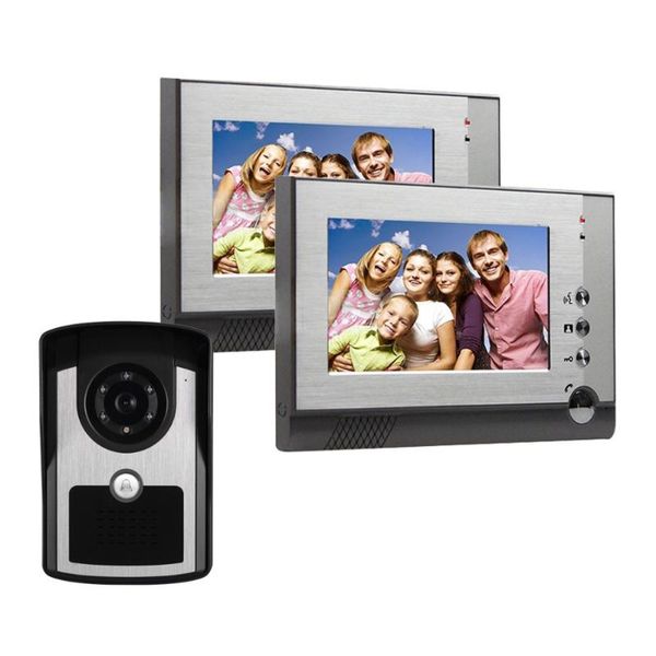 

wired home apartment color video door phone intercom system 7" tft lcd monitor ir outdoor camera doorphone hd 1 to 2 phones