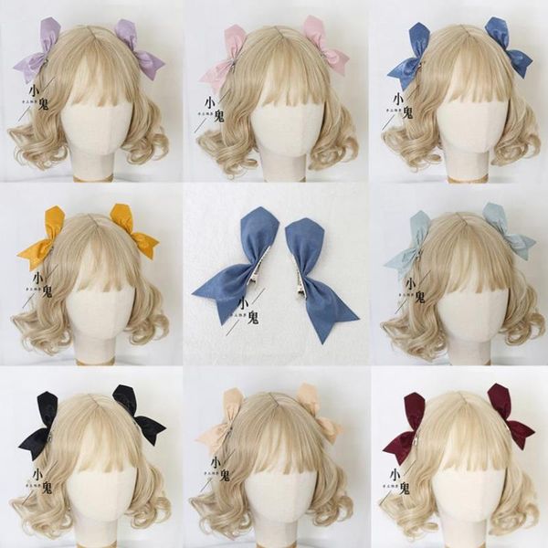 

hair accessories japanese korean women's kawaii bowknot double ponytail pair clip headwear lolita girls hairpin cosplay a333, Slivery;white