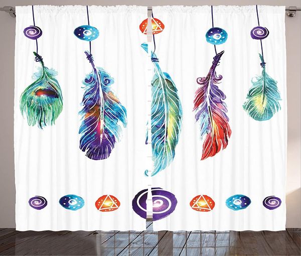 

curtain & drapes boho curtains several tribal feather group in hippie universe cosmos harmony forms living room bedroom window