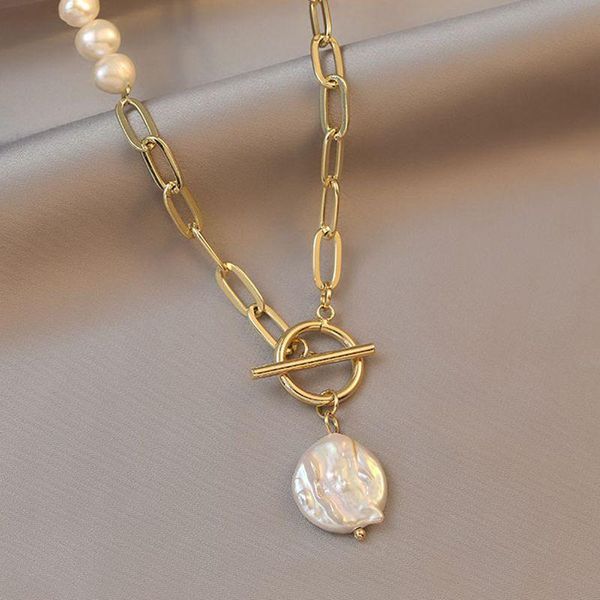 

pendant necklaces lovoacc dainty irregular freshwater pearls necklace for women asymmetric chain toggle clasp chokers wholesale, Silver