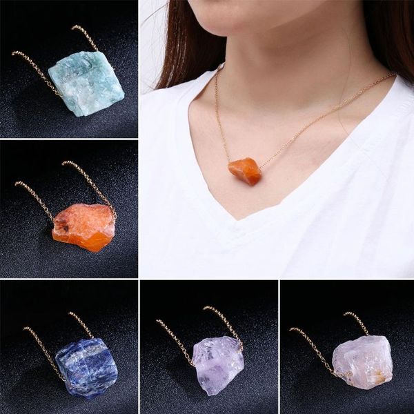 

chains trendy lapis lazuli gift women men natural stone pendant amethyst crystal necklace rose quartz, Silver