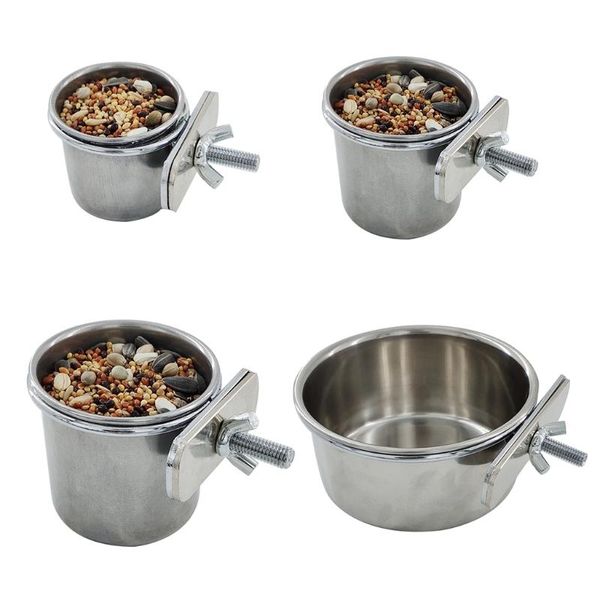 

pet birds hanging cage bowl dish cup anti-turnover stainless steel feeding drinking feeder for parakeet lovebird other bird supplies