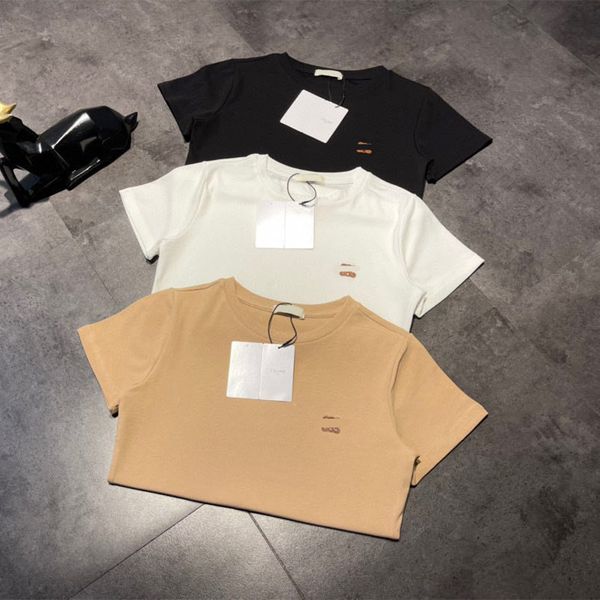 

design clothing small leather label simple couple solid color versatile korean round neck basic bottomed short sleeve cotton t-shirt, White