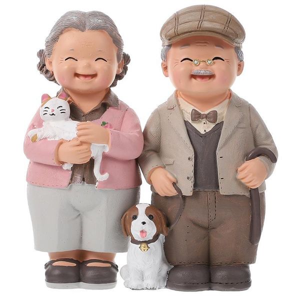 

set loving elderly couple resin statue married figurine decor decorative objects & figurines