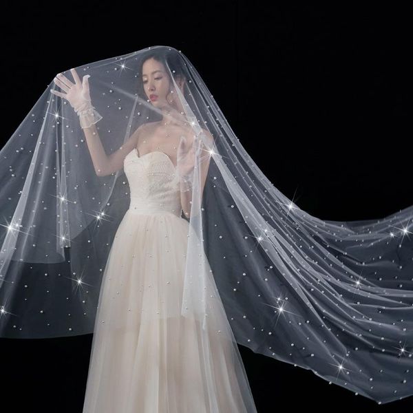

headpieces the bride's main wedding gauze is super xian sen. long trailing versatile for female brides, Silver