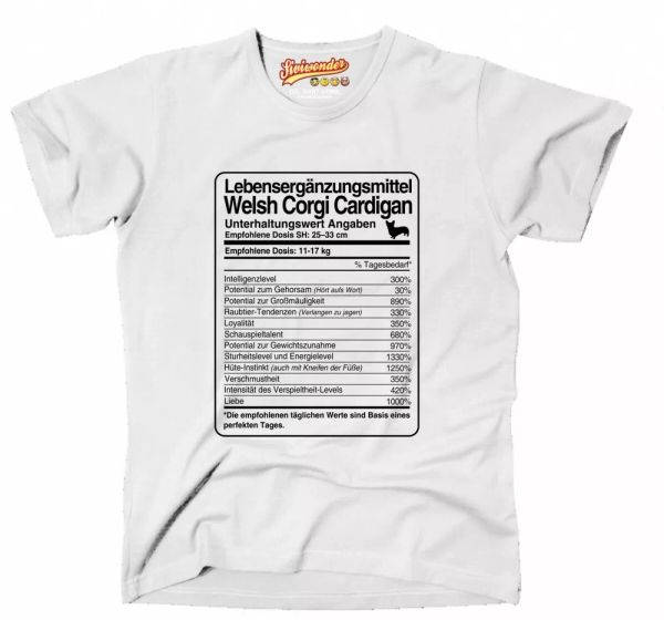 

t-shirt dose welsh corgi life supplements men dog dog motif, White;black