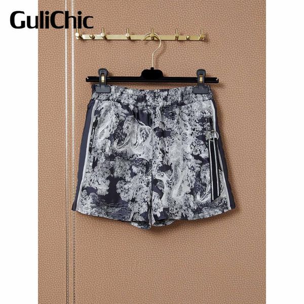 

women's shorts 6.3 high end quality fashion elastic waist print women, White;black