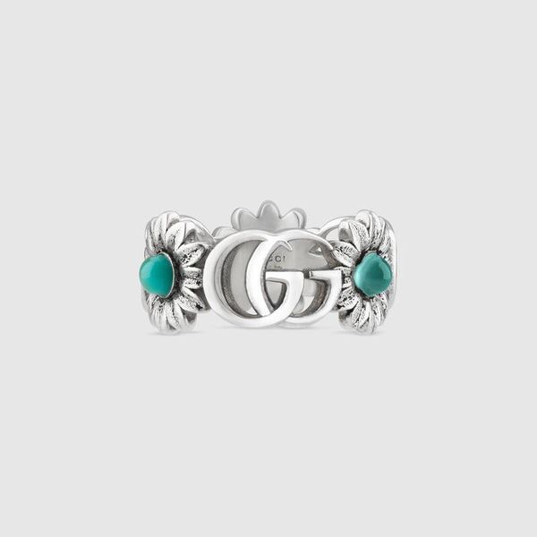 

trend daisy white turquoise girls' ring, Golden;silver