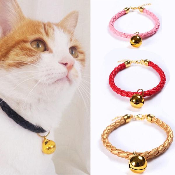 

cat collars & leads pets collar accessories lovely adjustable small bell puppy pet and dog products cartoon pink pu deworming