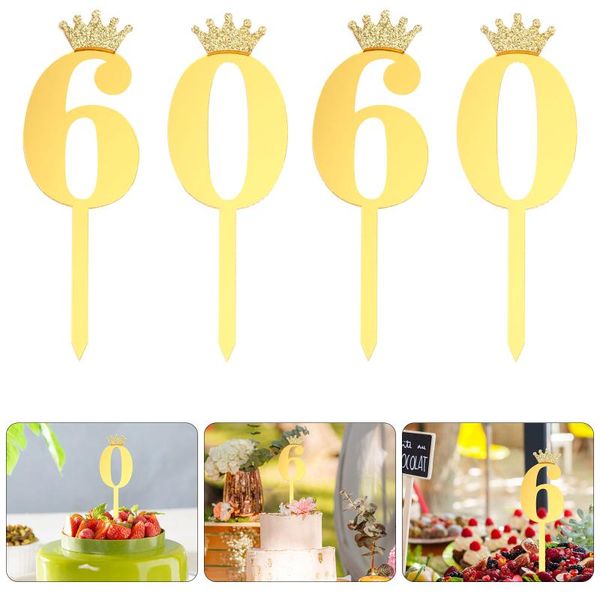 

other festive & party supplies 4pcs diy birthday cake er crown number decor