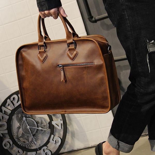 

leather lapvintage bag men woman briefcase handbags business shoulder maletin ordenador portatil briefcases