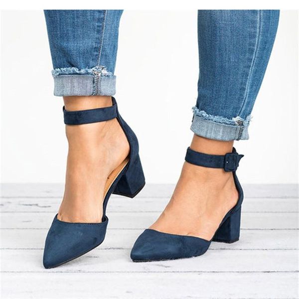 

dress shoes factory direct low heels sandals women ankle strap summer female plus size 43 block casual, Black