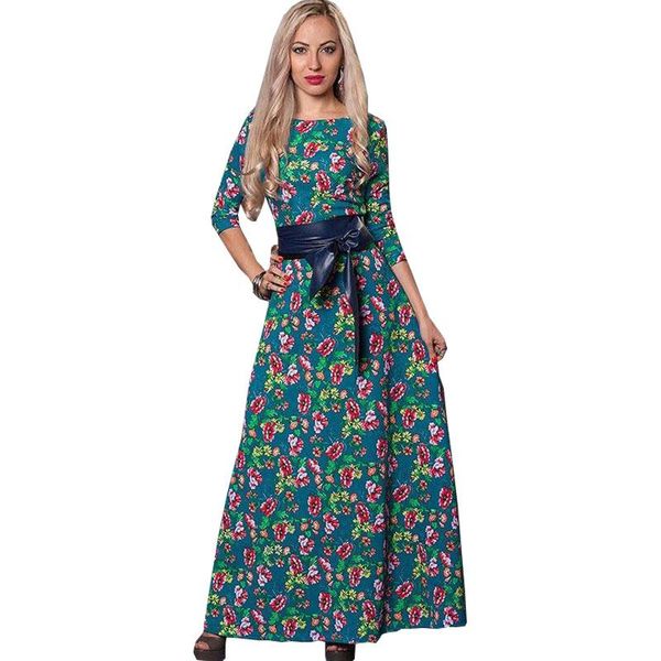 

casual dresses bothwinner 2021 summer women fashion o-neck bat sleeve floral print dress plus size bohemia floor beach long maxi, Black;gray