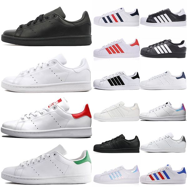 

2022 new quality r stan smith flat casual skateboard shoes silver chaussure homme leather mens womens platform designer trainers sneakers 36, Black