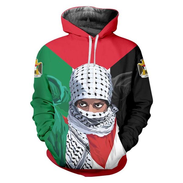 

men's hoodies & sweatshirts ifpd men palestine hoodie 3d falg print long sleeve sweatshirt wiht cap war peace casual oversize pu, Black