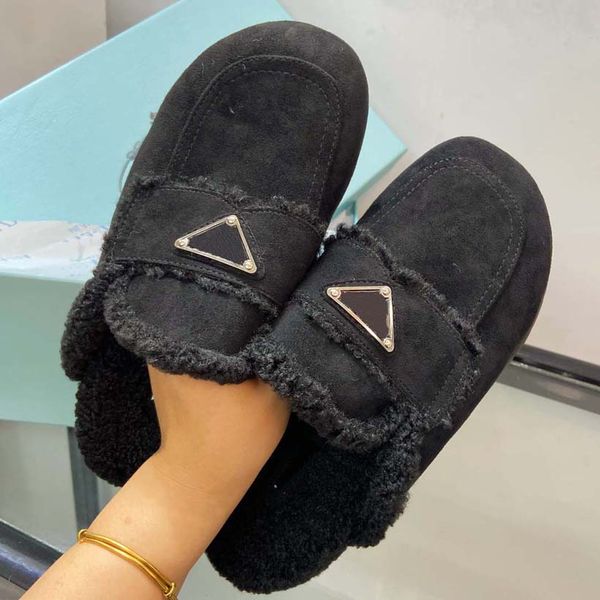 

2021 designer women slippers ladies fashion wool slides winter fur fluffy furry warm letters sandals comfortable fuzzy girl flip flop slippe, Black
