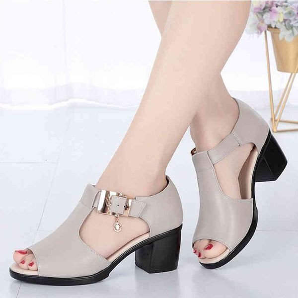 

dress shoes female peep foot sandals, women's casual leather, buckled leather 7331, Black
