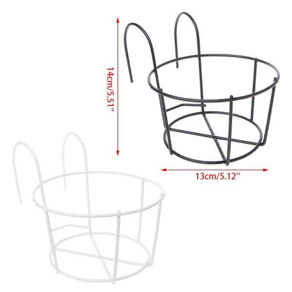 

hanging plant iron racks balcony round flower pot rack railing fence outdoor planters & pots