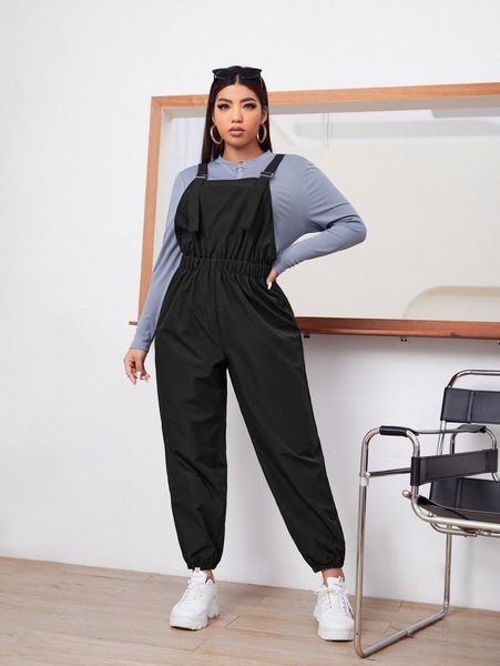 

plus patched pocket overalls without tee d6dl#, Black