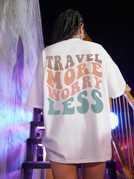 

slogan graphic drop shoulder oversized tee s27h#, White