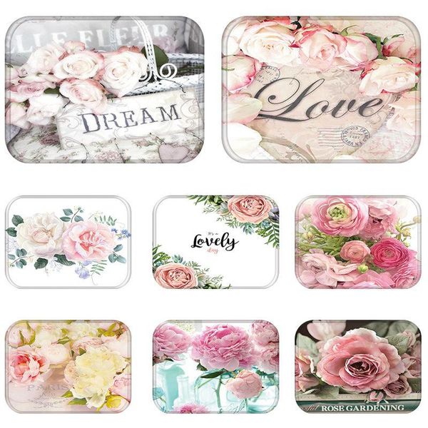 

carpets rose flower kitchen entrance door mat coral velvet carpet rubber colorful indoor floor mats non-anti-slip rug