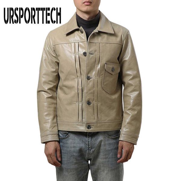 

brand waterproof genuine leather jacket men thick warm fashion slim fit cool sheepskin leather coat classic japan 210528, Black;brown