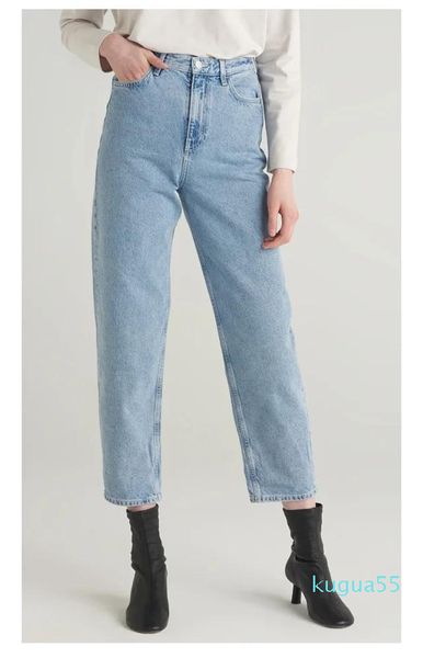 

women's pants & capris women denim ladies fashion loose jeans 2021 early autumn female 100% cotton high waist trousers with pockets, Black;white
