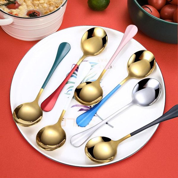 

spoons ins round head spoon japan and south korea golden stainless steel product coffee household small soup