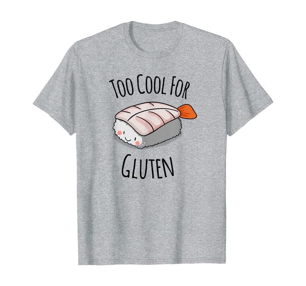 

too cool for gluten cute sushi t shirt, White;black