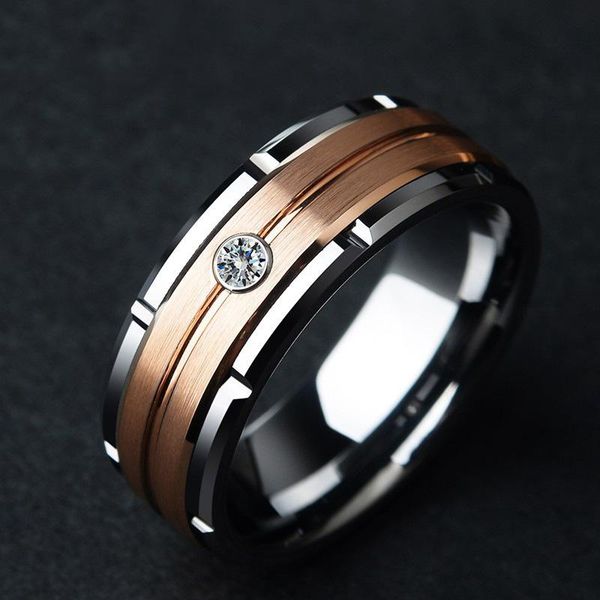 

cluster rings trendy male simple zinc alloy inlaid drill ring unique square cut design party banquet birthday fashion jewelry for men, Golden;silver