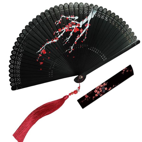 

other home decor red plum ventilateur folding fan ink style hand bamboo ventilatore performance props portable ventilador abanicos para boda